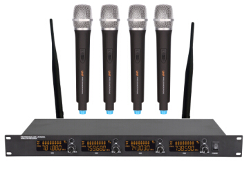 LS-4800 4 channels UHF wireless microphone system with LCD color screen 4MICS / rack mountable