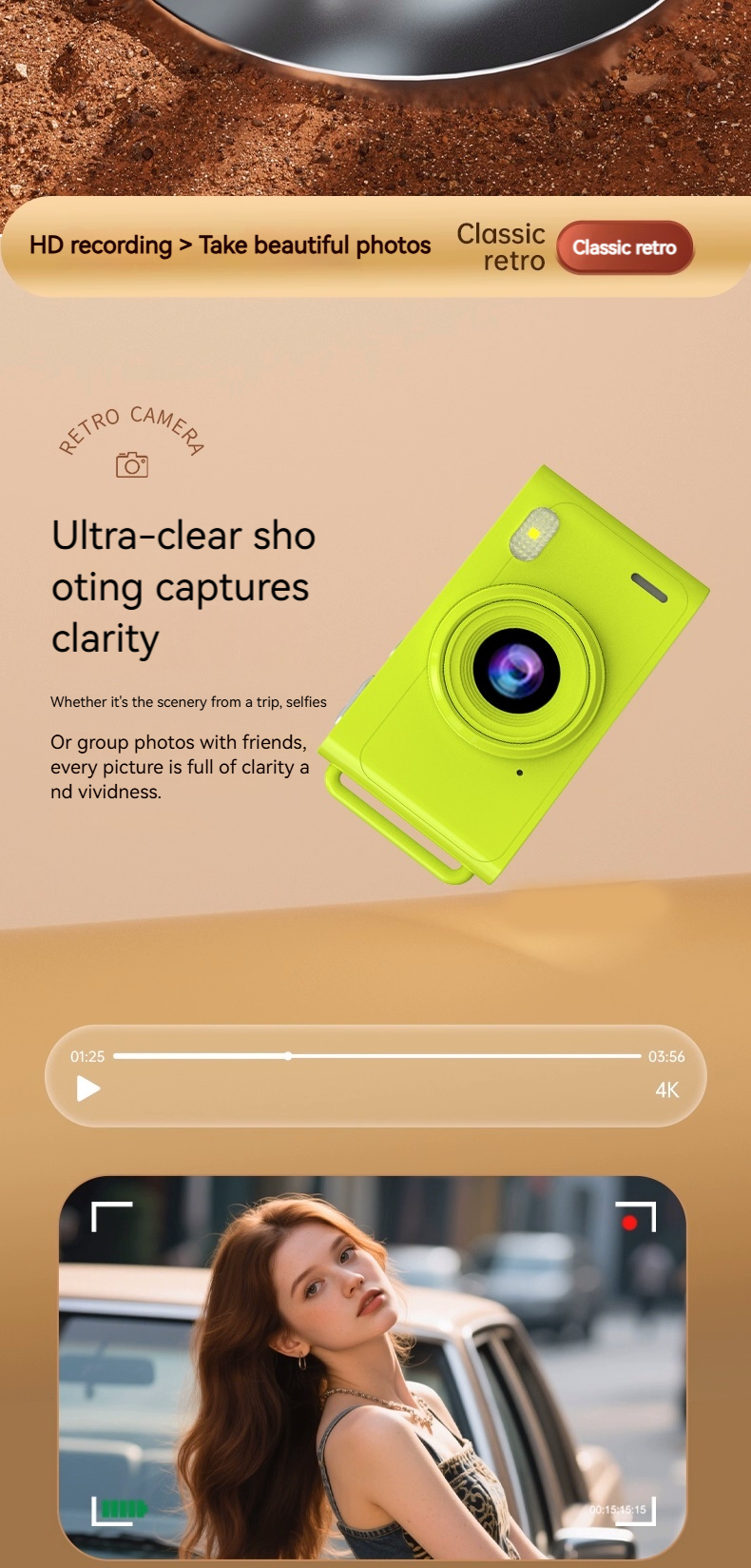 X5 Mini Compact Digital Camera Supply Kid Toy & Gift For Teen Girls Video & Photo Shoot