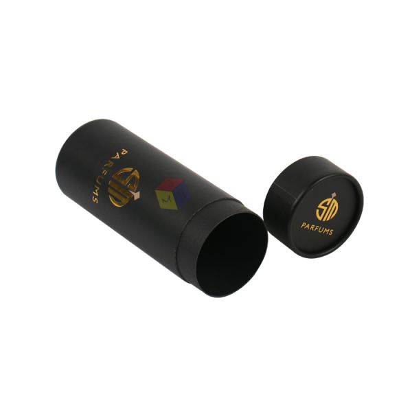 Matte Black Cylinder Tube Perfume Essential Oil Paper Packaging Box Custom Order Accepted