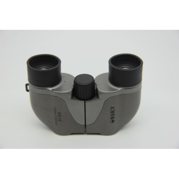 Folding Small Porro Kids Toy Binoculars Grey Convenient Easy Carrying With Strap