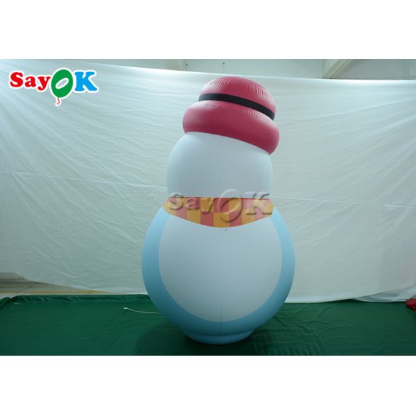 White Indoor Ornaments Inflatable Snowman Model Balloon With Pink Hat