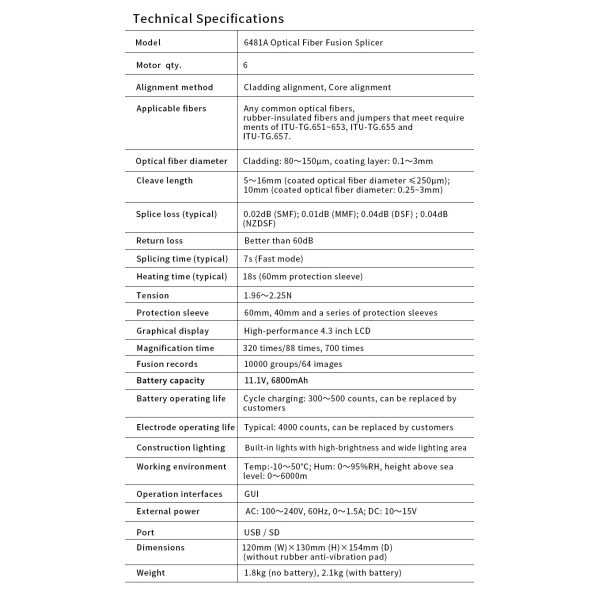 Ceyear 6481A9 Optical Fiber Fusion Splicer 6 Mortor Fiber Cable Joint Machine