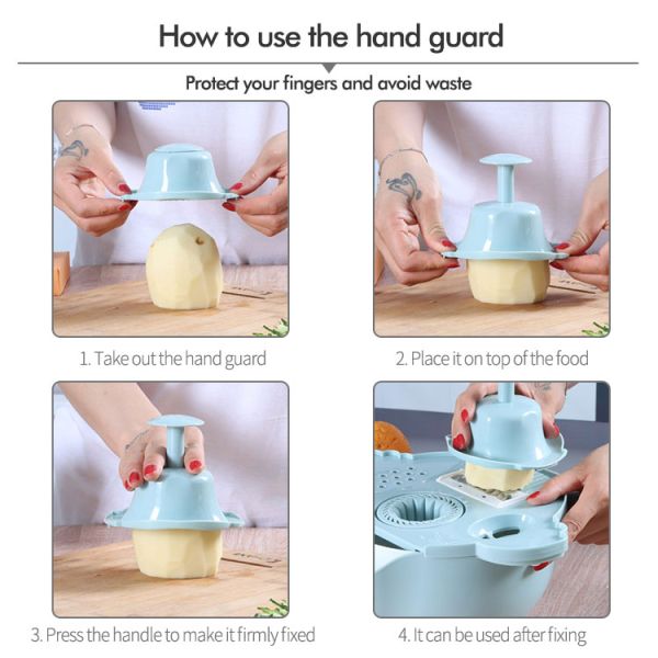 PP Sky Blue Multifunctional Vegetable Cutter With Drain Basket