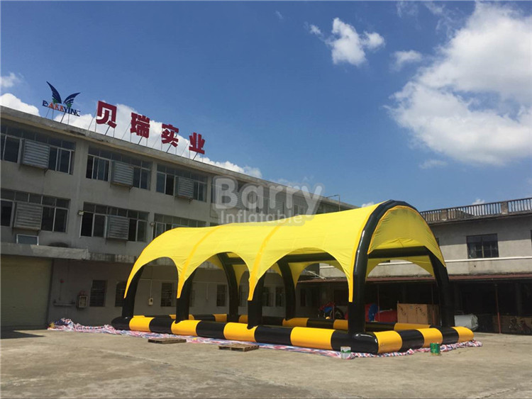 China Customized Yellow PVC Tarpaulin Inflatable Tent With Pool , Inflatable Shelter wholesale