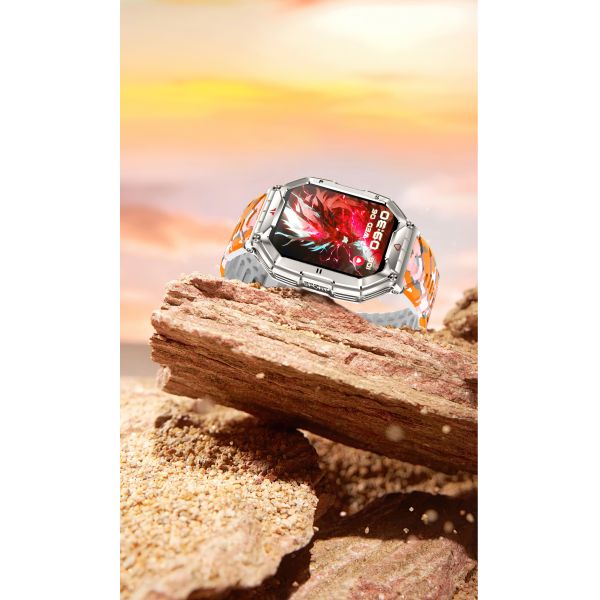 Customizable UI Square Shape Smart Watch Liquid Silicone Strap Sports Smart Watch