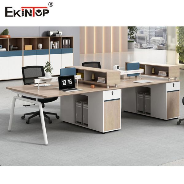 Wooden Cubicle Office Workstation Two Color Seamless Stitching OEM