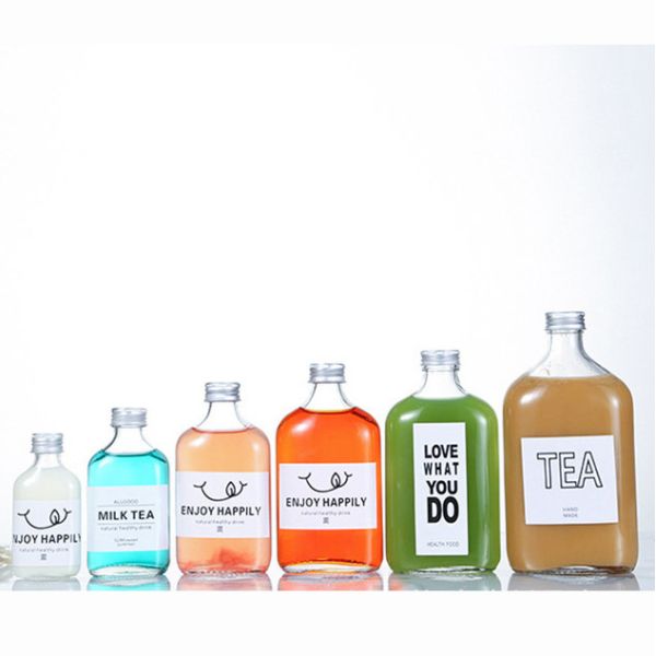 OEM PB Free Flat Crystal Glass Bottles 500ml For Vodka Beverage Juice