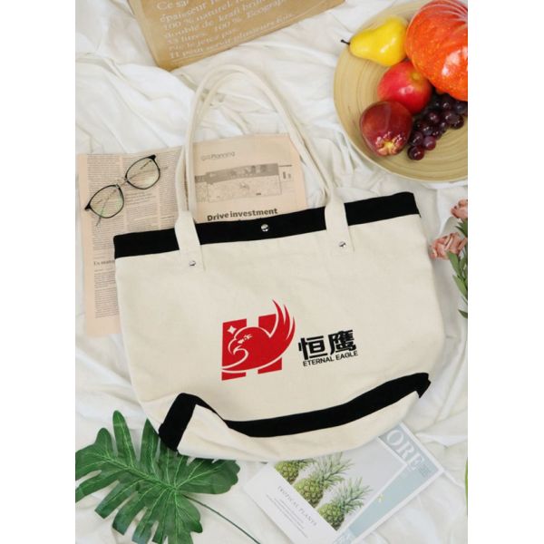 Natural Cotton Canvas Tote Bags With Velvet Flocking Parts With Flocking Logo