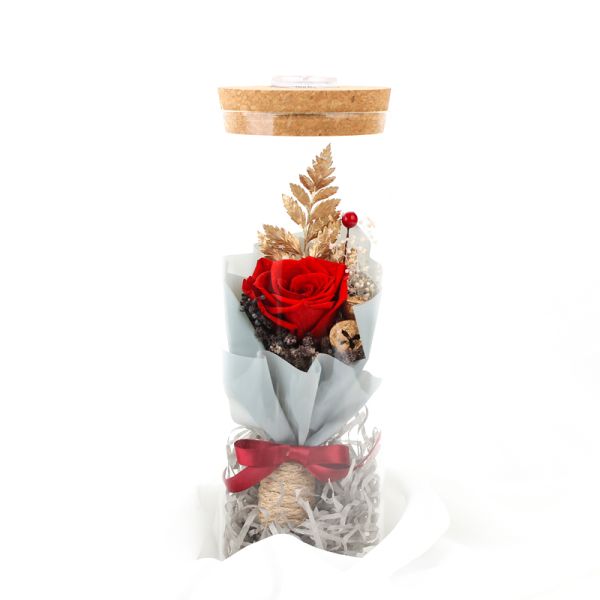 Christmas Gift Preserved Rose Flower Fashional Babysbreath Wishing Bottle