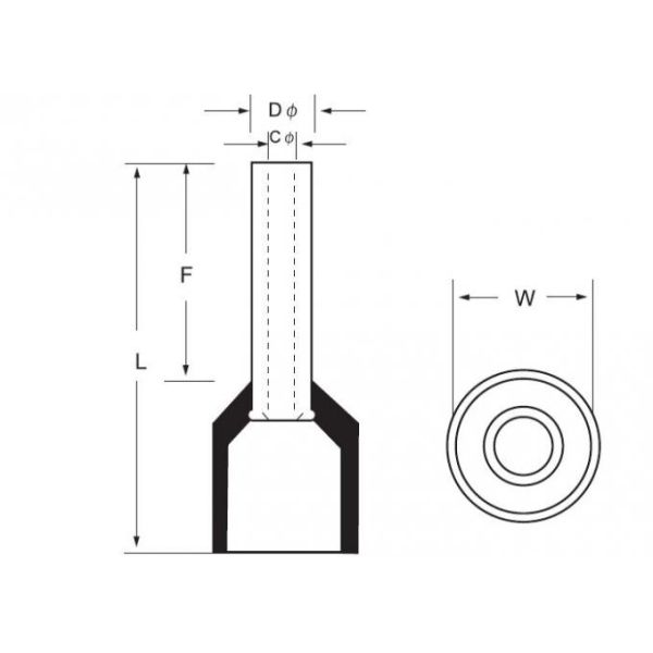 Wire Connecting Copper Insulated Cord End Terminal AWG 12 CE ROHS Certificated