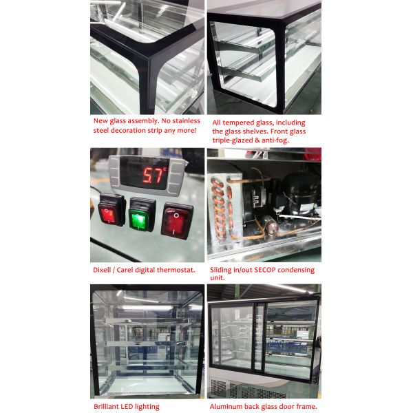 Rectangular Bakery Display Cabinet 1200mm Long Digital Thermostat 600L Display Volume