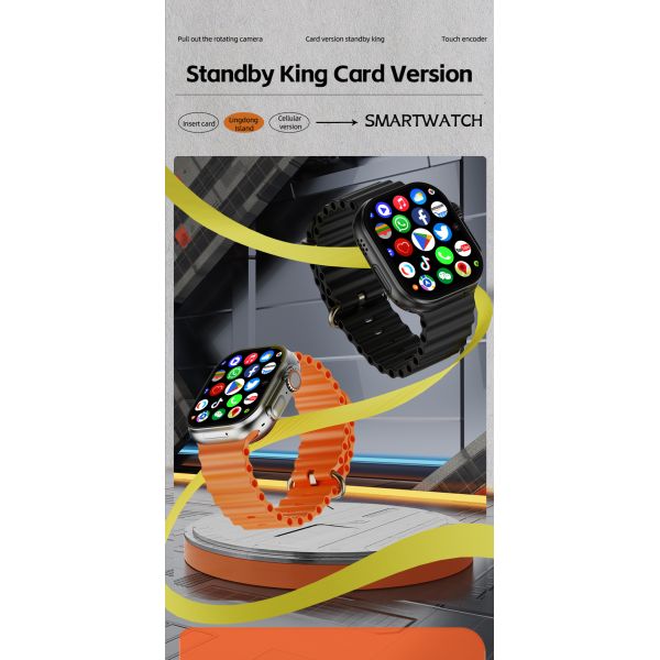 CD12 Touch Encoder Smartwatch 2.26 inch Amoled Smart Watch 180° Rotary Camera 2080Mah Battery GPS WIFI Global Call