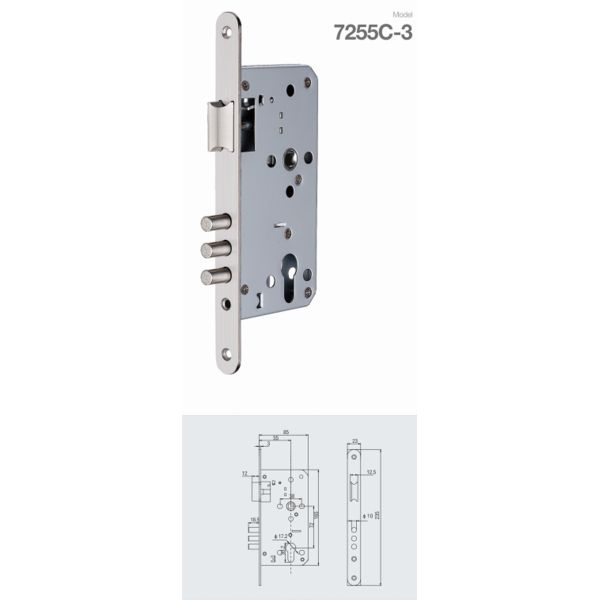 SS Panel Backset Security Mortise Door Lock NP Finish