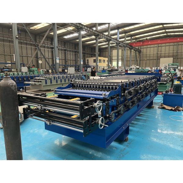 Full Automatic Double Layer Roll Forming Machine PLC Control Hydraulic Cut Device