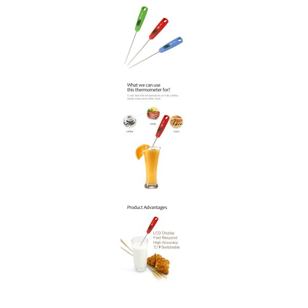 CE RoHS Instant Read Kitchen Thermometer 15min Auto Power Off Function