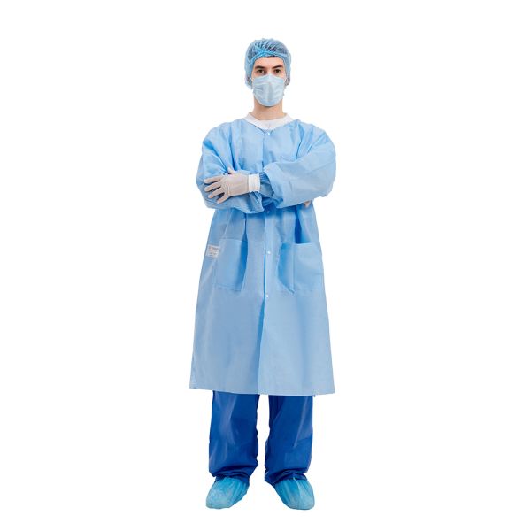 Single Collar PP Disposable Lab Coats ISO13485 Standard