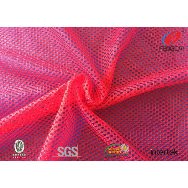 50d FDY 2X2 Wicking Mesh Fabric , Semi - Dull Red Sport Clothing Fabric