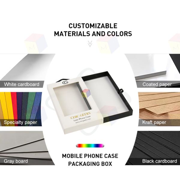 Stylish Pull Out Drawer Phone Case Packaging Box Compact With Clear Widnow