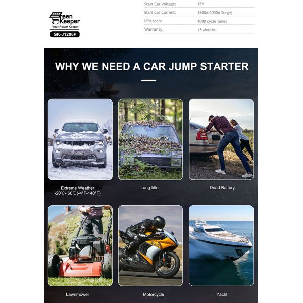 20000mAh Capacity Tire Inflator Car Battery Jump Starter With Portable Air Compressor