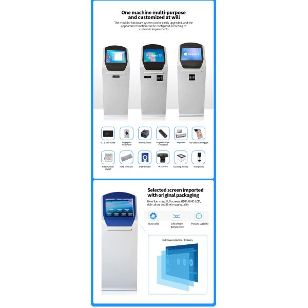 Ergonomic Self Service Touch Screen Kiosk 1920x1080P With Printer And Keyboard