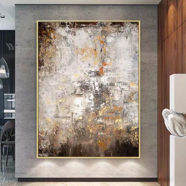 100% Handmade Original Custom Abstract Oil Painting Canvas Modern hand painted art gold foil 6 color Print Method NO Frame