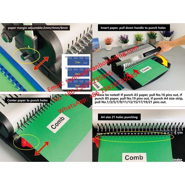 500 Sheets A4 Paper Comb Binding Machine For Document