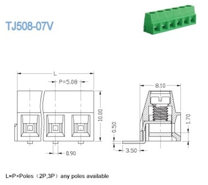 3 Pin / 6 Pin PCB Terminal Blocks Connectors Pitch 5.08mm OEM ODM