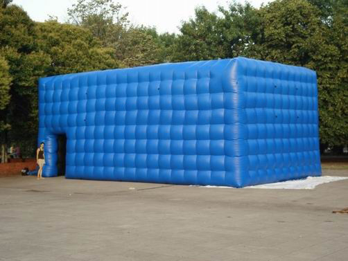 China double layer blue plaid inflatable tent for garden activity wholesale