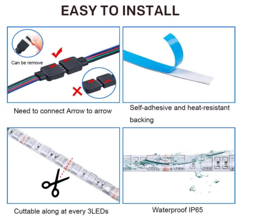 Music 5m 1200mAh SMD2835 Colour Change LED Strip IP65