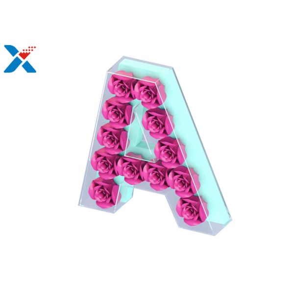 Luxury Rose Gift Acrylic Flower Box A Letter Flower Box With Lid Non - Toxic