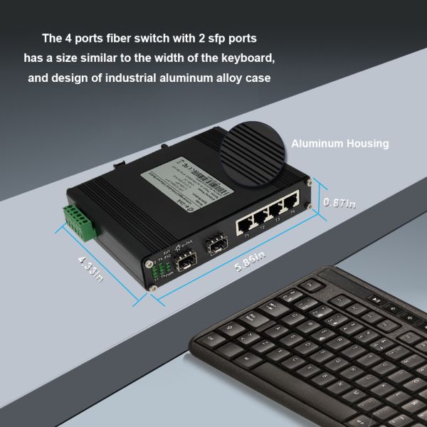 Redundant Power Input Unmanaged Network Switch 4 Port Industrial