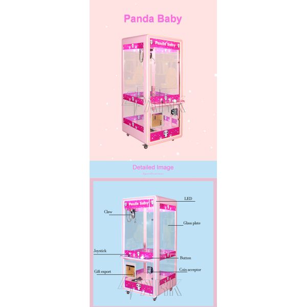 Attractive Bear Design Full transparent glass material toy scratch lift vending machine coin operated