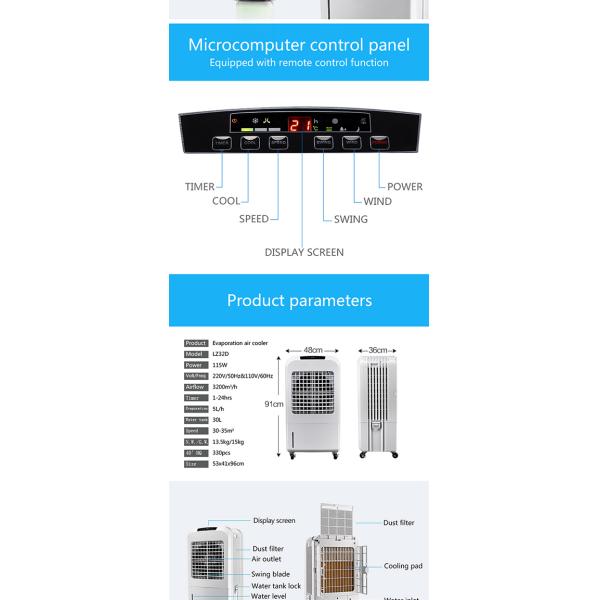 35m2 Cool Wind Air Cooler , Axial Swamp Cooler Air Conditioner