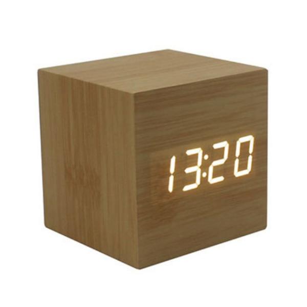 Promotional Electronic Wooden LED Alarm Clock Home Colck Logo Customized