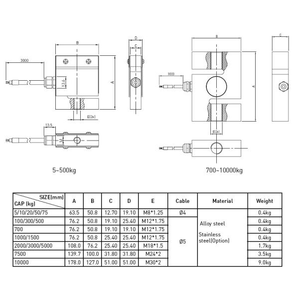 Precision Strain Gage Load Cell 5kg