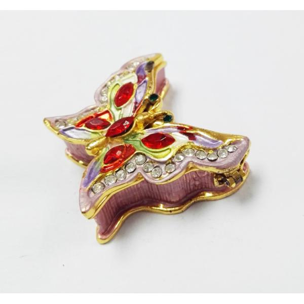 Fancy Small Butterfly Metal Alloy Jewelry Box Small Butterfly Trinket Box