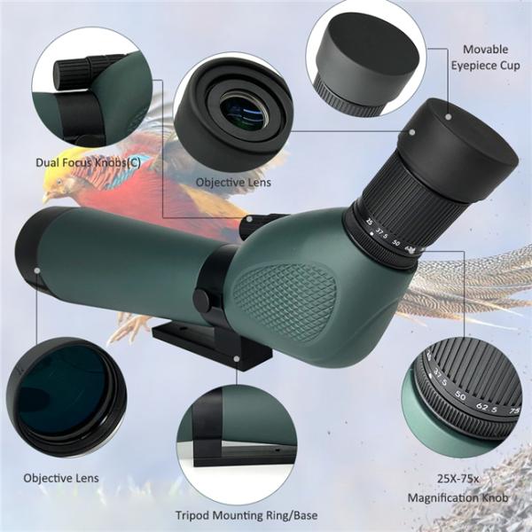 Lightweight Compact Spotting Scope Nitrogen Filled Bird Watching Scope 25x75-80