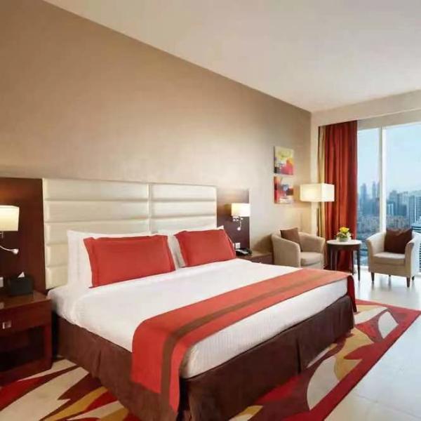 Plywood MDF High End Hotel Furniture Veneer Finishing 4 Piece Bedroom Set