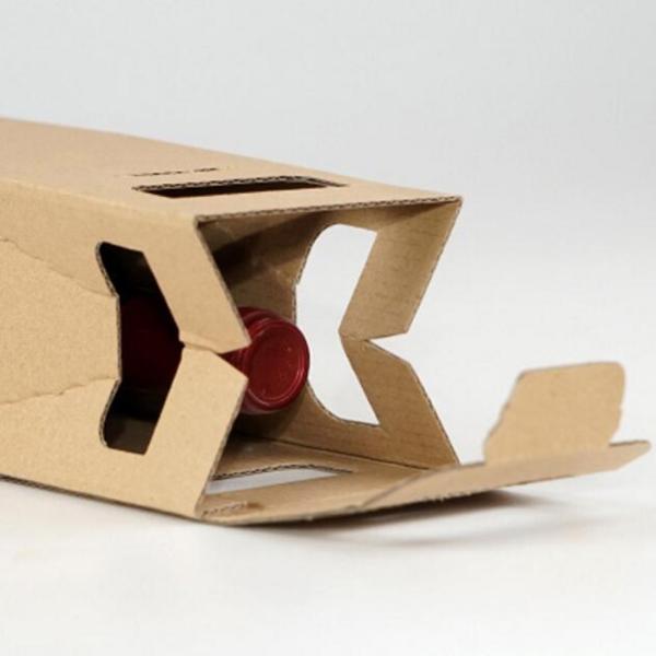 Recycle Corrugated Cardboard Wine Box / 2 Bottle Wine Box Cardboard with Handle