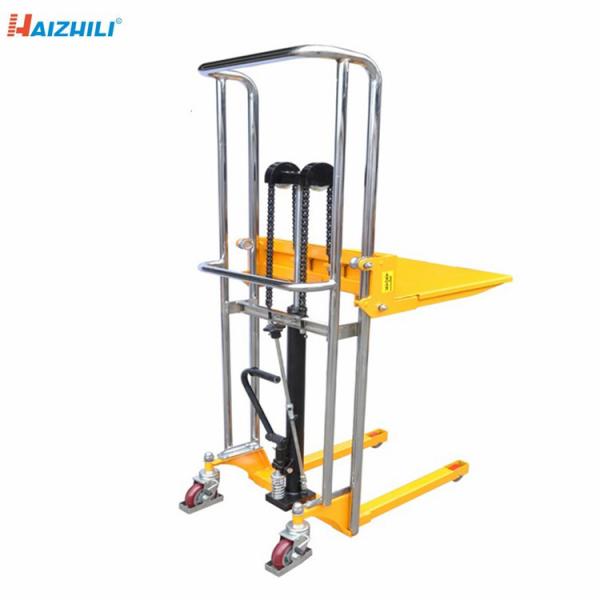 Light Vehicle Structure Hand Operated Forklift , Hydraulic Mobile Pallet Stacker