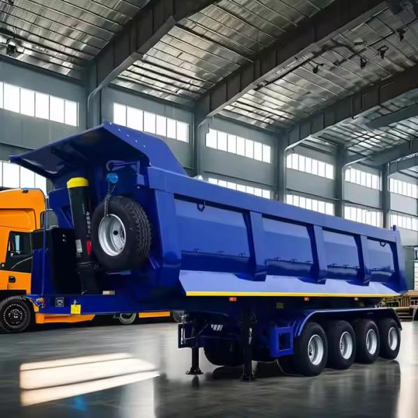 CIMC 4 Axles 22/24/26/28/30ft HYVA Cylinder Offer Swift Unloading End Dump Truck Semi Trailer