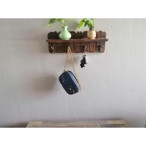 Entryway Hanging Wood Coat Rack Wall Mounted Coat Rack Shelf With 4 Double Hooks