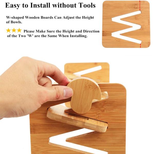 Standing Type Installation Single-Tier Bamboo Stand Pet Feeder for Small Medium Pets