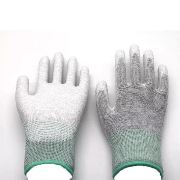 Carbon Fiber PU Coated Finger ESD Anti Static Top Fit Gloves For PC Building