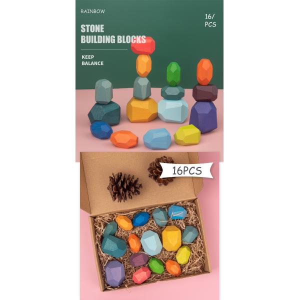 Jenga 14cm Rock Wooden Building Blocks Set Wooden Stacking Blocks Balancing Toy