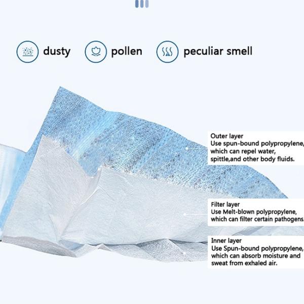 14.5x8cm 2 Ply Elastic Disposable Earloop Face Mask