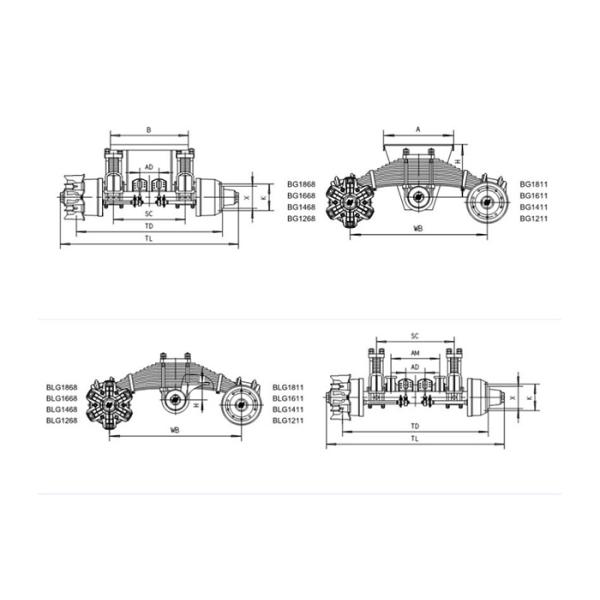 MDB90 32T Cantilever Dread Bogie Suspension In Trucks For Semi Trailer