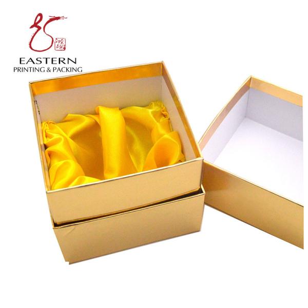 Luxury Gold Color Handmade 120gsm Candle Packaging Box With Silk Insert