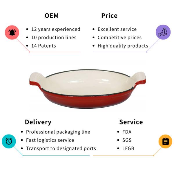 Durable Cast Iron Frying Pan Enameled Cast Iron Pan BSCI ISO9006