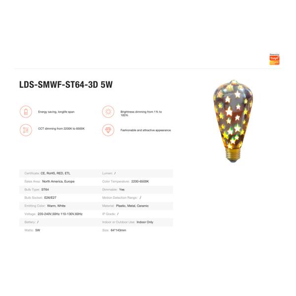 Smart Bulb(LDS-SMWF-ST64-3D 5W)